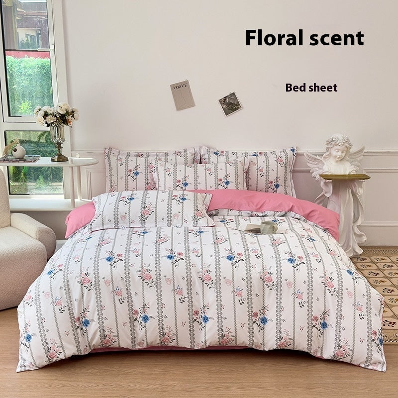 Four Seasons Woolen Cotton Four-piece Quilt Cover Bed Sheet Dormitory Set
