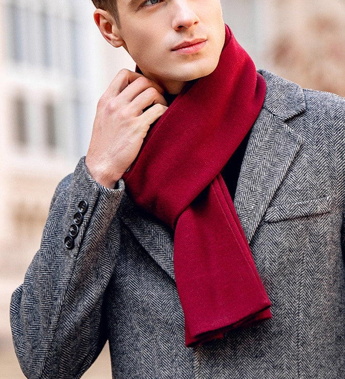 Men's Solid-color Wool Knitted Scarf