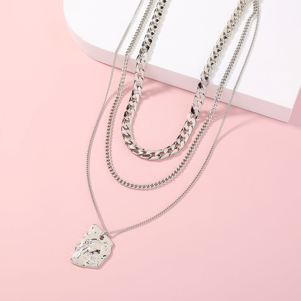 Nk Chain Character Tag multi-layer necklace