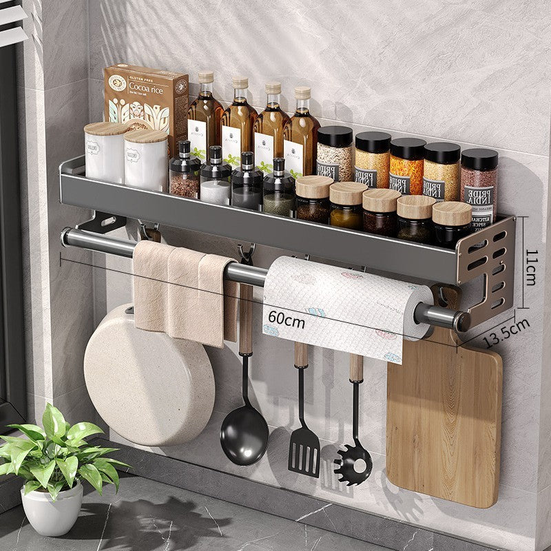 Gun Gray Kitchen Storage Rack Alumimum Punch-free Multi-functional Household