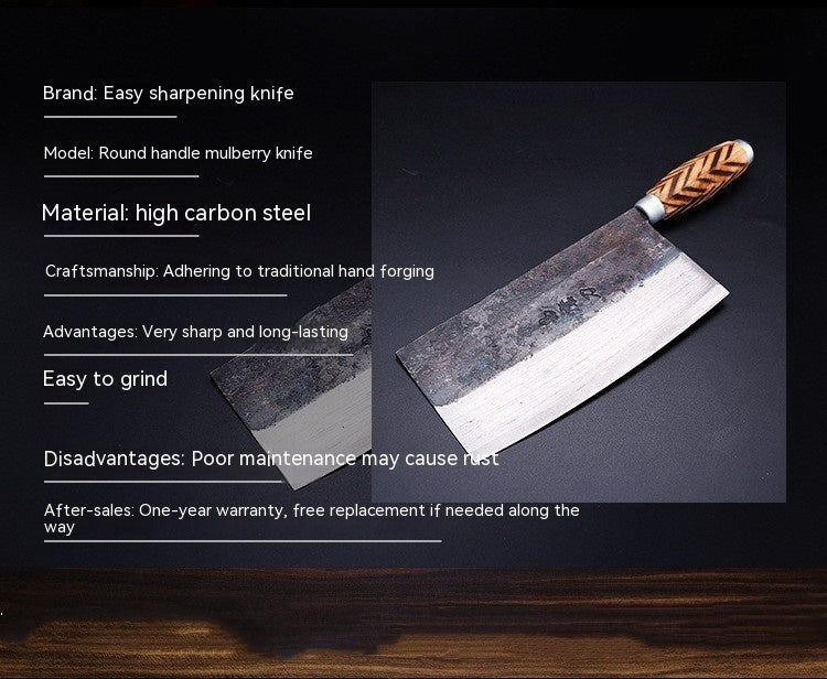 Traditional Iron Kitchen Knife High Carbon Manganese Steel Blade