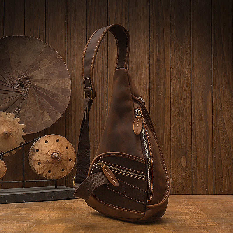 Sac de poitrine en cuir fait main original pour hommes en Europe et en Amérique