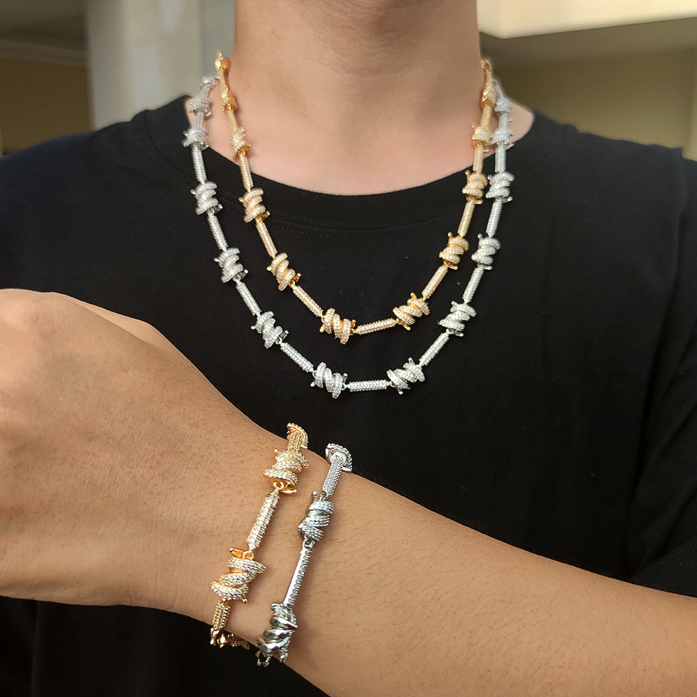 European And American Thorns Personality Cuban Chain Full Of Zircon