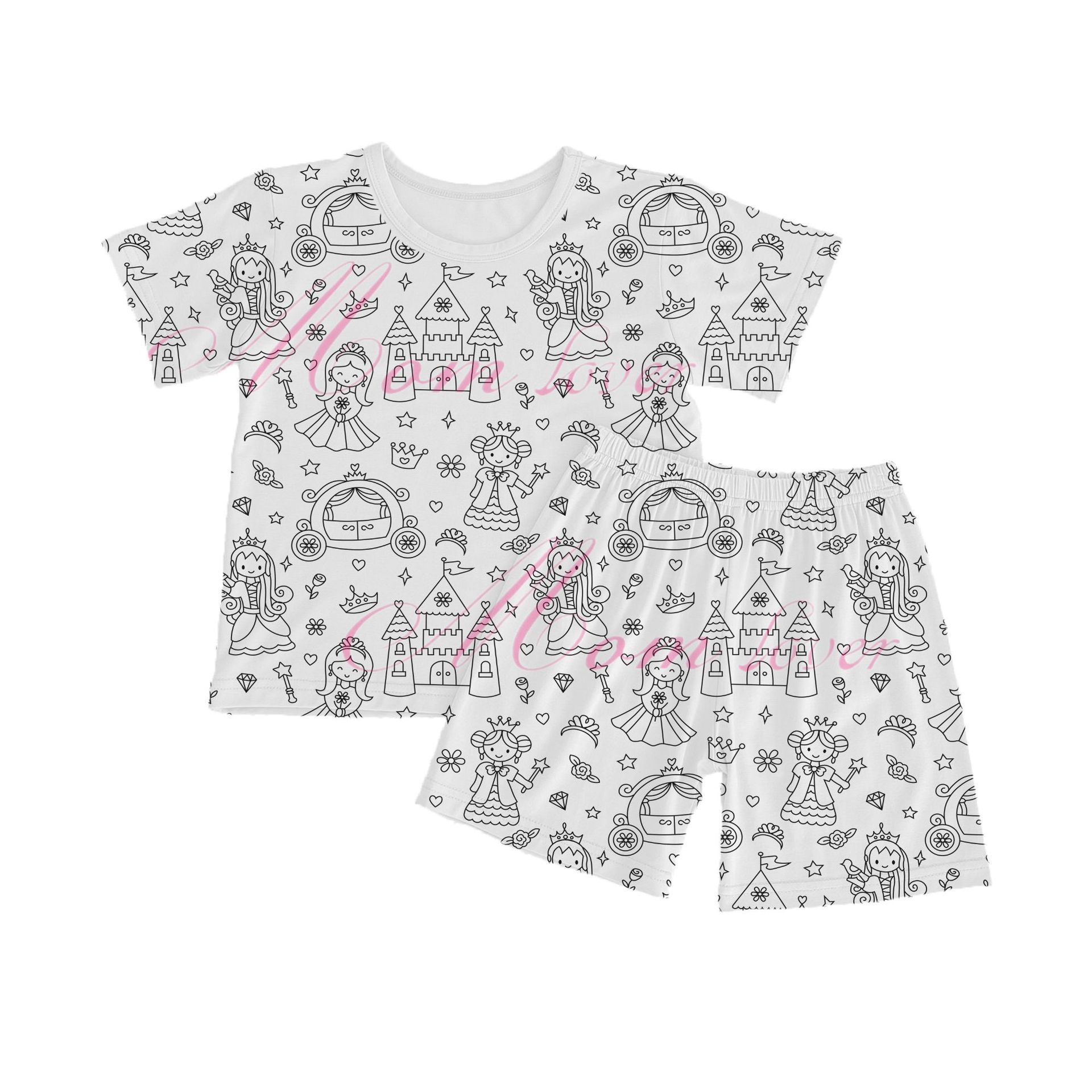 Cotton Ammonia Children Sketch Coloring Comfortable DIY Graffiti Pajamas