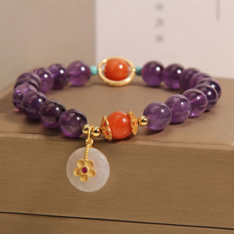 Natural Amethyst Bracelet For Women Light Luxury Minority Retro Exquisite