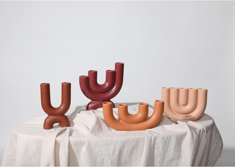 Simple Ceramic Candle Holder Tabletop Decoration Model Room