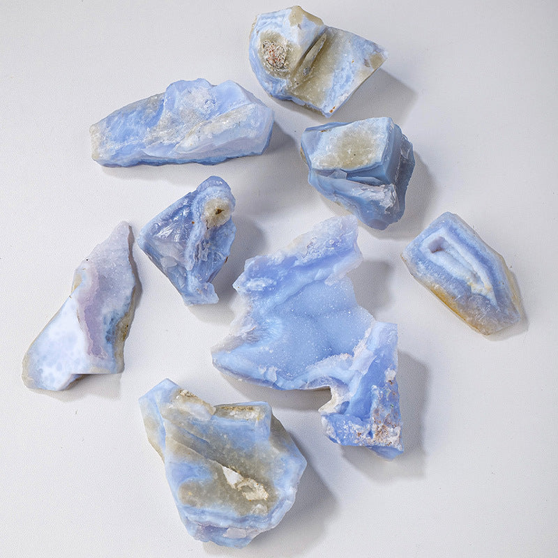 Natural Crystal Blue Agate Rough Stone