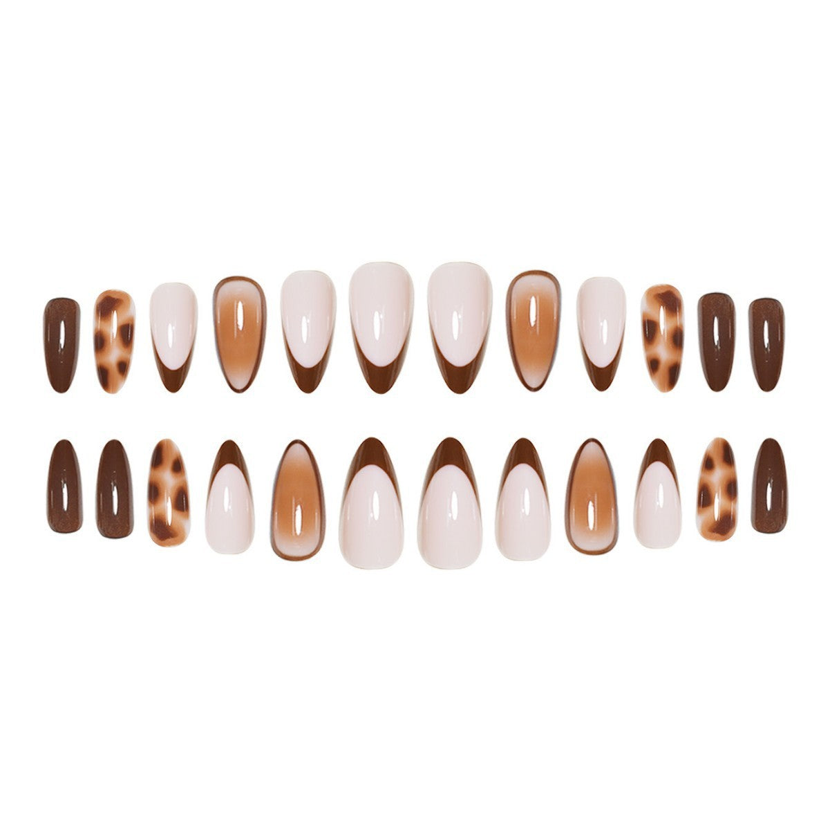 Peach Hand-worn Nail White Patch Gradient Pure Desire Style
