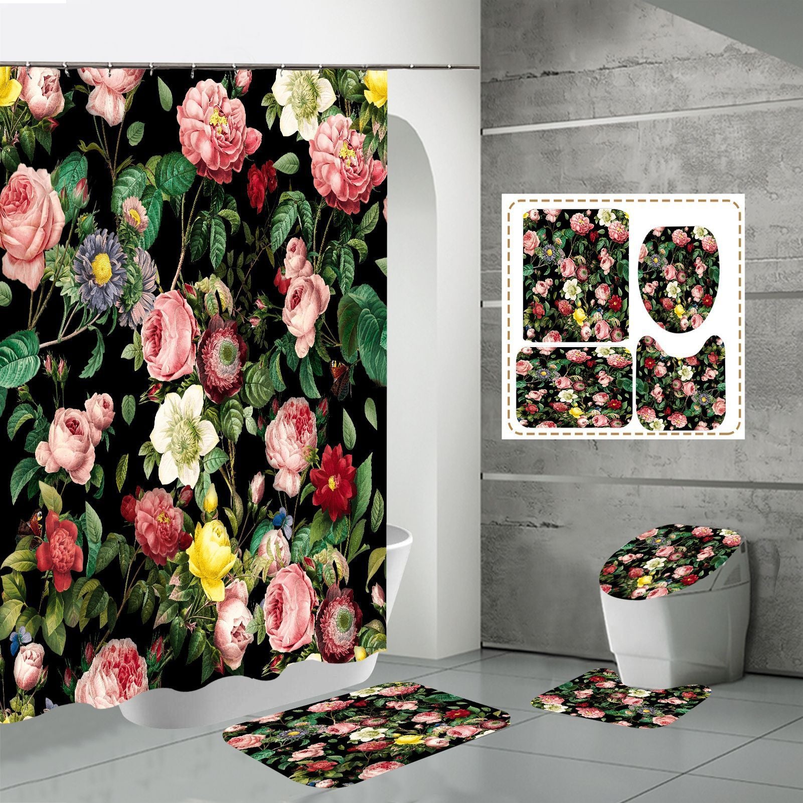 3D HD Digital Printing Bathroom Shower Curtain