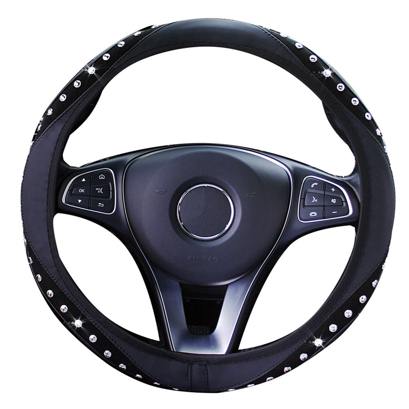 Leather, Diamonds And Gems Flash Elastic Elastic Steering Wheel Cover