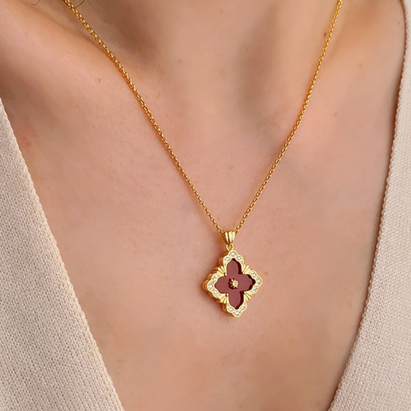 European And American S925 Silver Geometric Necklace Women's Fashion