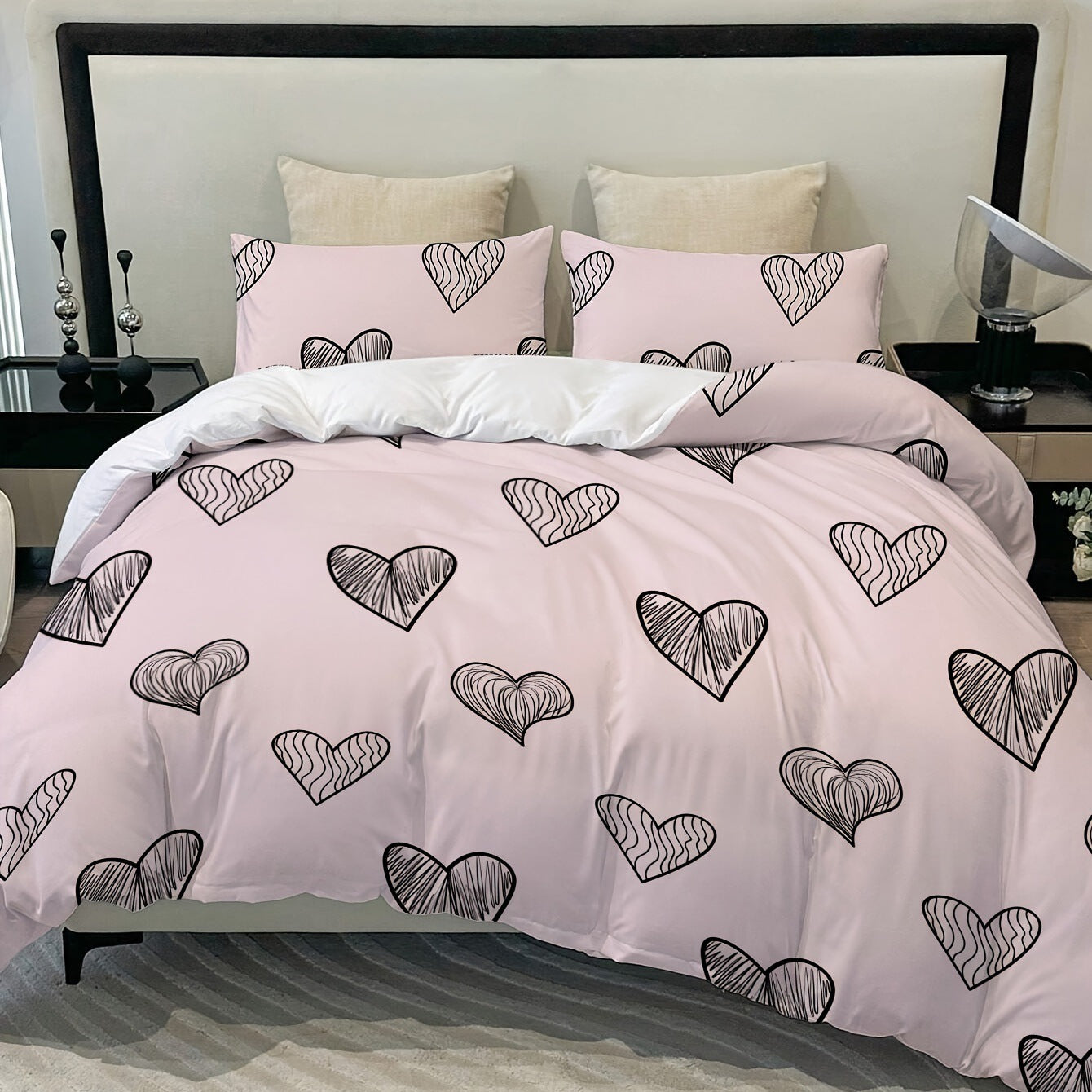 Simple Little Heart Quilt Cover Bedding Three-Piece Set