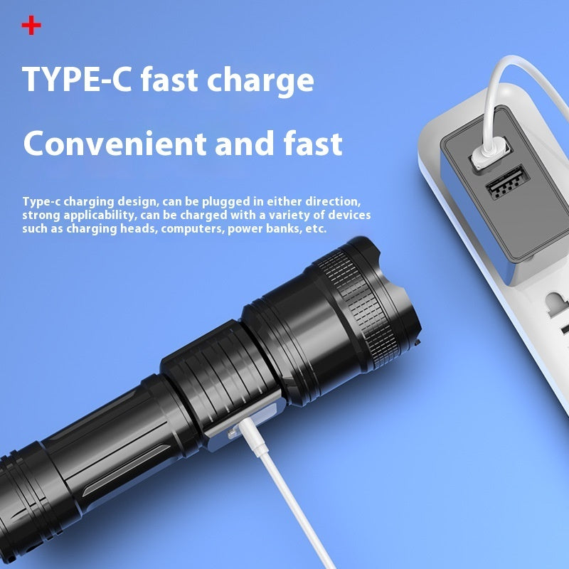 Flashlight Zoom Power Display Long-lasting Super Bright
