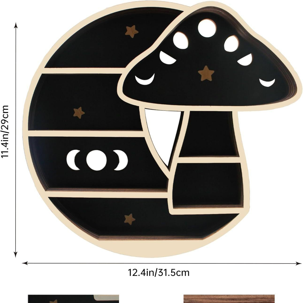 Heart-shaped Mushroom Display Rack Storage Wooden Craftwork Wall Decorations