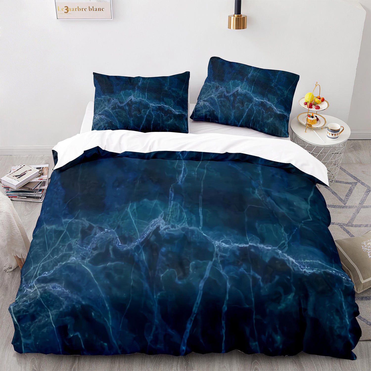 3D Bed Three-piece Marbling Series Quilt Cover