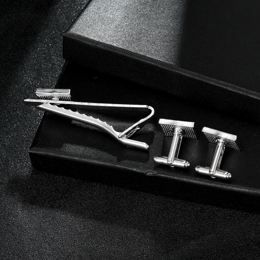 Creative Blue Pattern Cufflinks Men And Women Business French Shirt Cufflinks Tie Clip Accessories Gift Box
