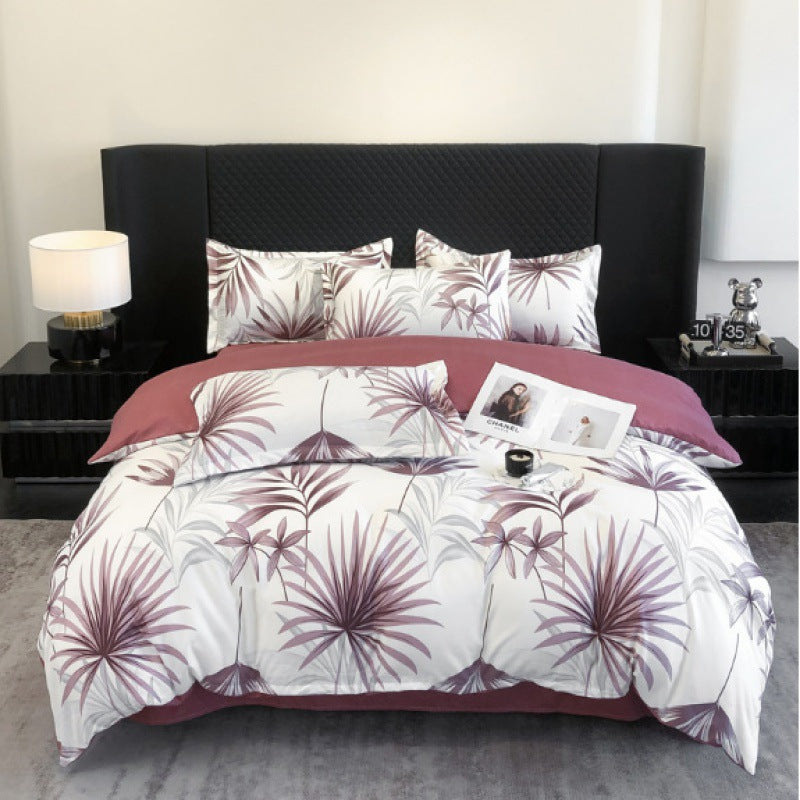 Flower Brushed Thickened Quilt Cover 4-piece Kit