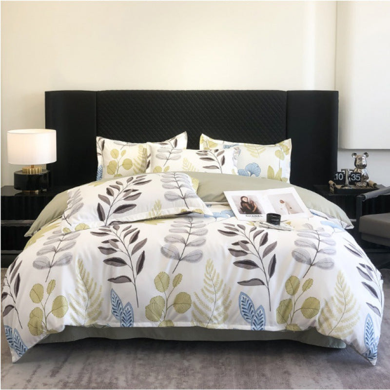 Flower Brushed Thickened Quilt Cover 4-piece Kit