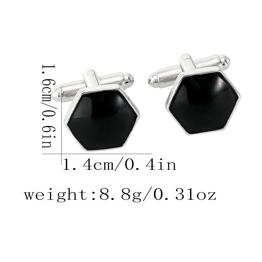 Geometric Hexagon Black Cufflinks Shirt Versatile Cufflink