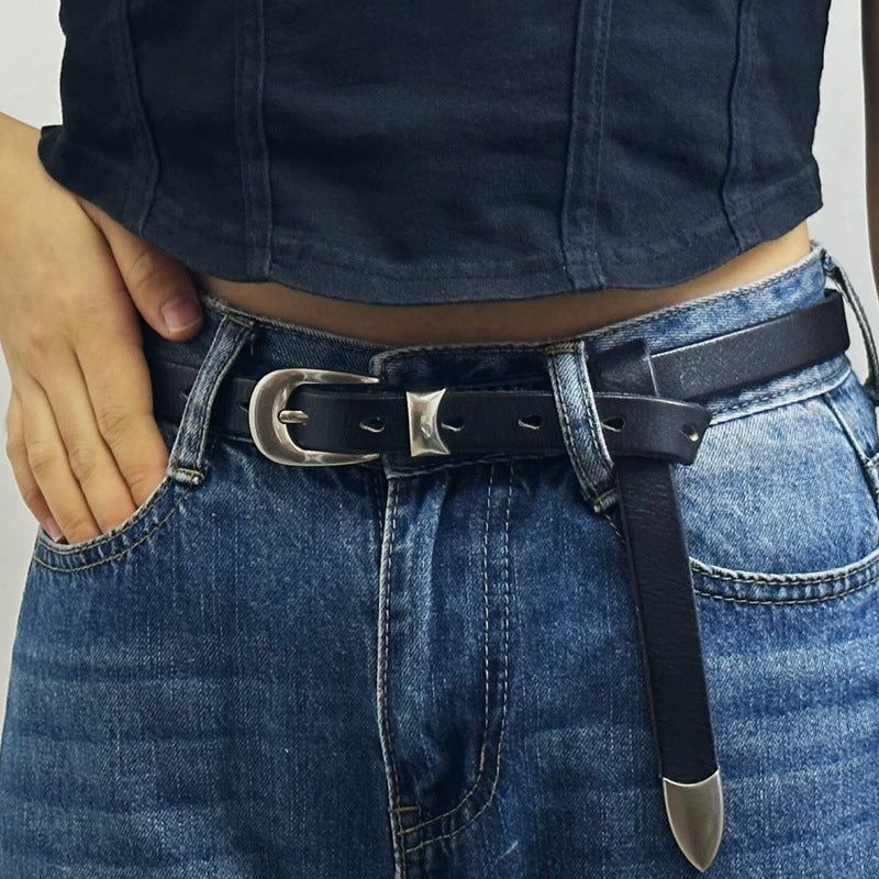 Ceinture en cuir rétro 18 cm, tendance et polyvalente
