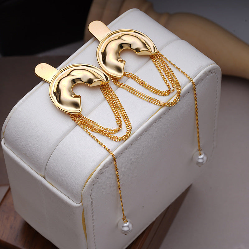 Tassel Earrings Pearl Special-interest Design Long Earrings