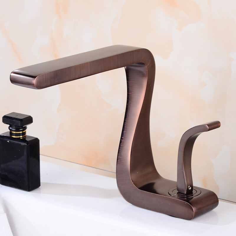 Light Luxury White Gold Color Copper Washbasin Faucet Hot And Cold Bathroom Sink Faucet
