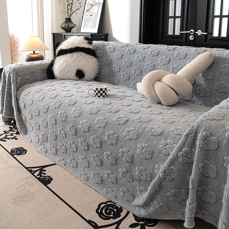 Cream Style Plush Sofa Cover All-inclusive Anti-scratching