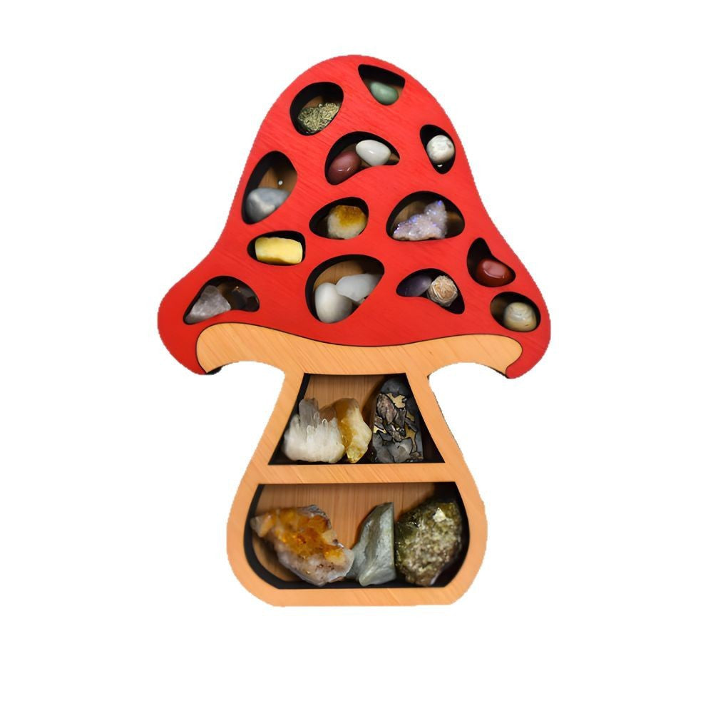 Heart-shaped Mushroom Display Rack Storage Wooden Craftwork Wall Decorations