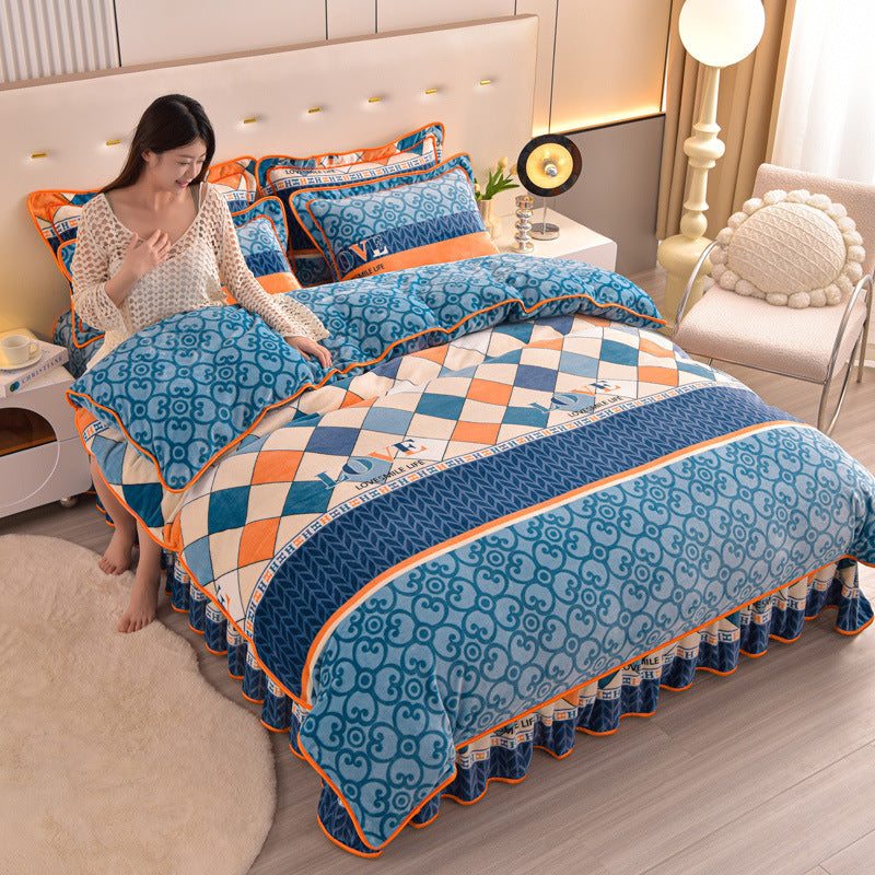 New Double-sided Milk Fiber Four-piece Set Extra Thick