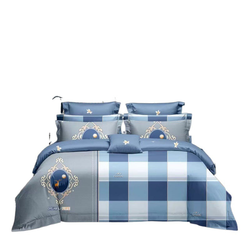 Flower Brushed Thickened Quilt Cover 4-piece Kit
