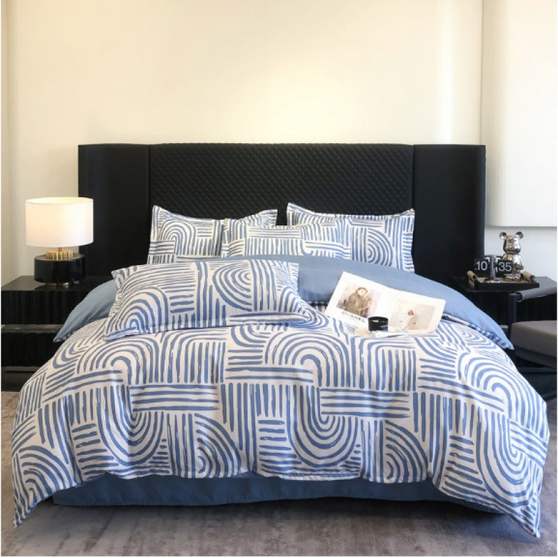 Flower Brushed Thickened Quilt Cover 4-piece Kit