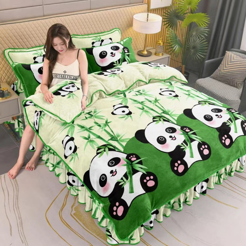 New Double-sided Milk Fiber Four-piece Set Extra Thick