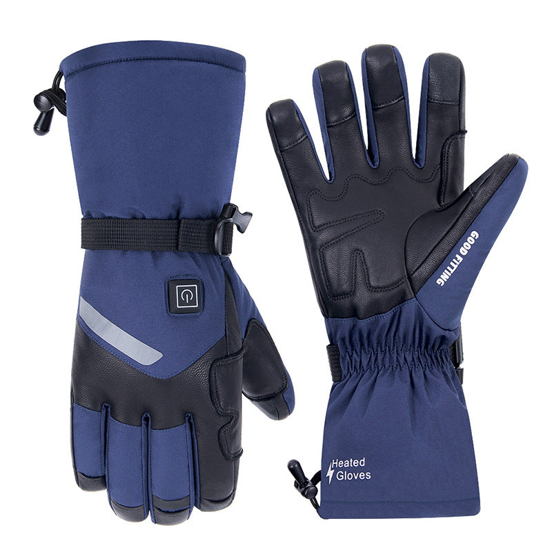 Sheepskin Electric Heating Gloves Motorcycle Thermal Smart Touch Screen Outdoor Skiing