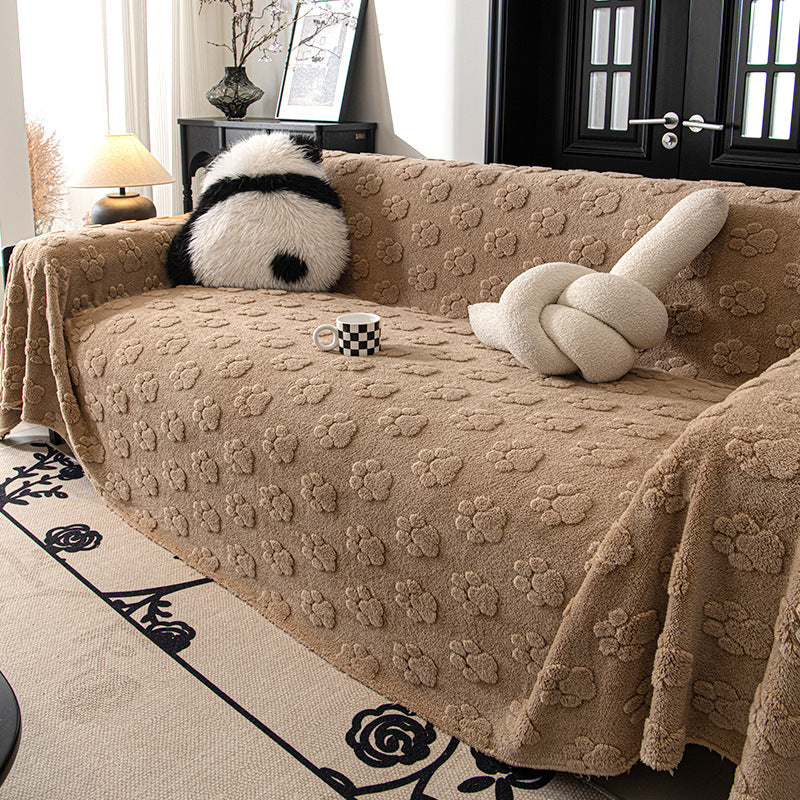 Cream Style Plush Sofa Cover All-inclusive Anti-scratching