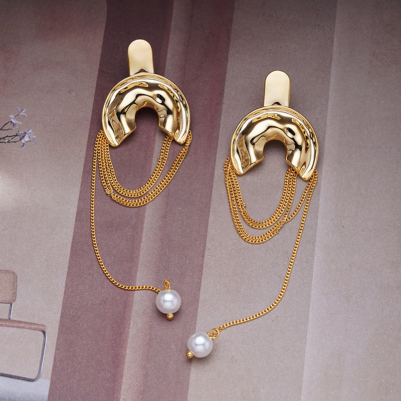 Tassel Earrings Pearl Special-interest Design Long Earrings