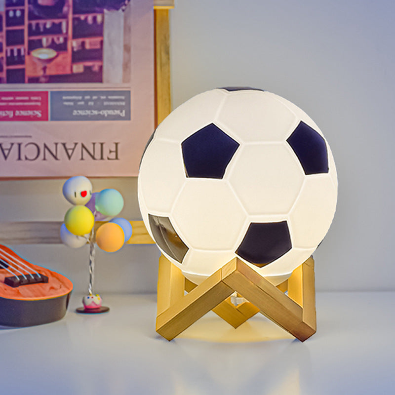 Lampe de chevet LED en verre motif football