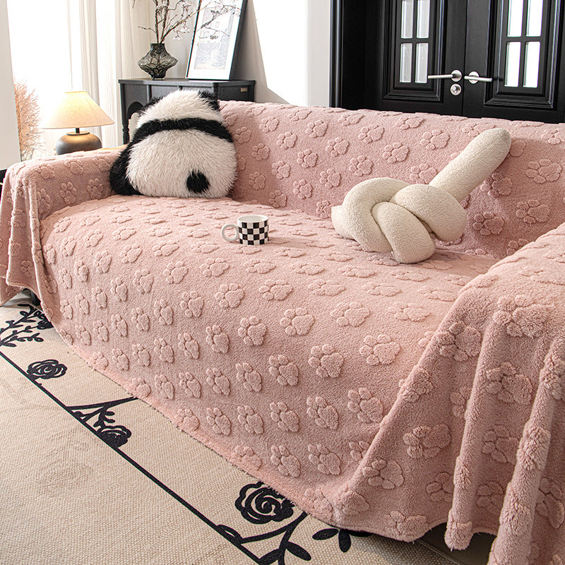 Cream Style Plush Sofa Cover All-inclusive Anti-scratching