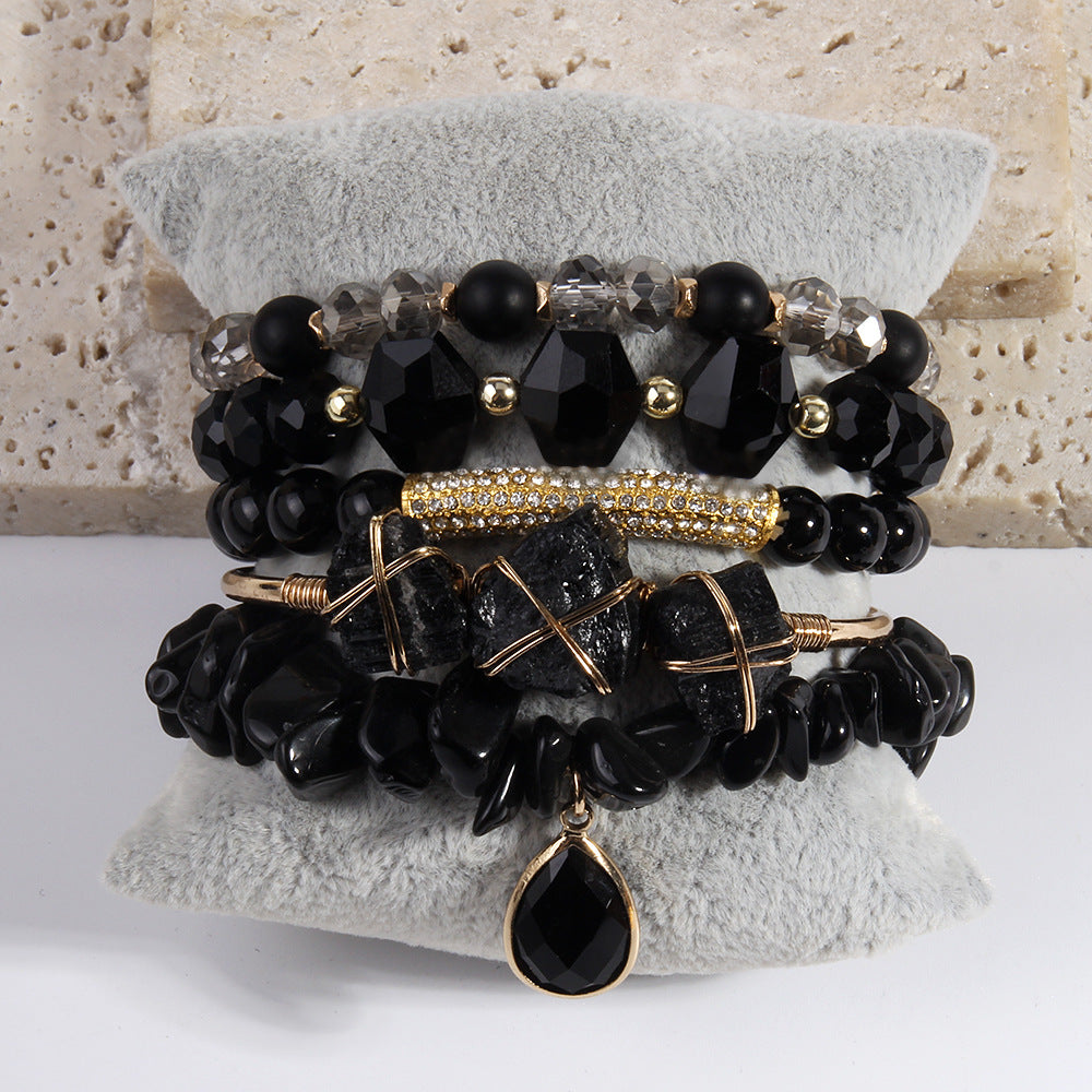 Natural Stone Glass Mixed Gravel Bracelet