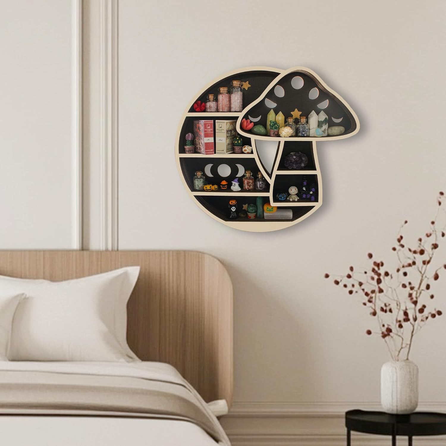 Heart-shaped Mushroom Display Rack Storage Wooden Craftwork Wall Decorations
