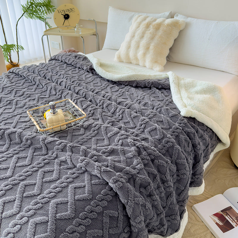 Rhombus Tower Velvet Berber Fleece Blanket