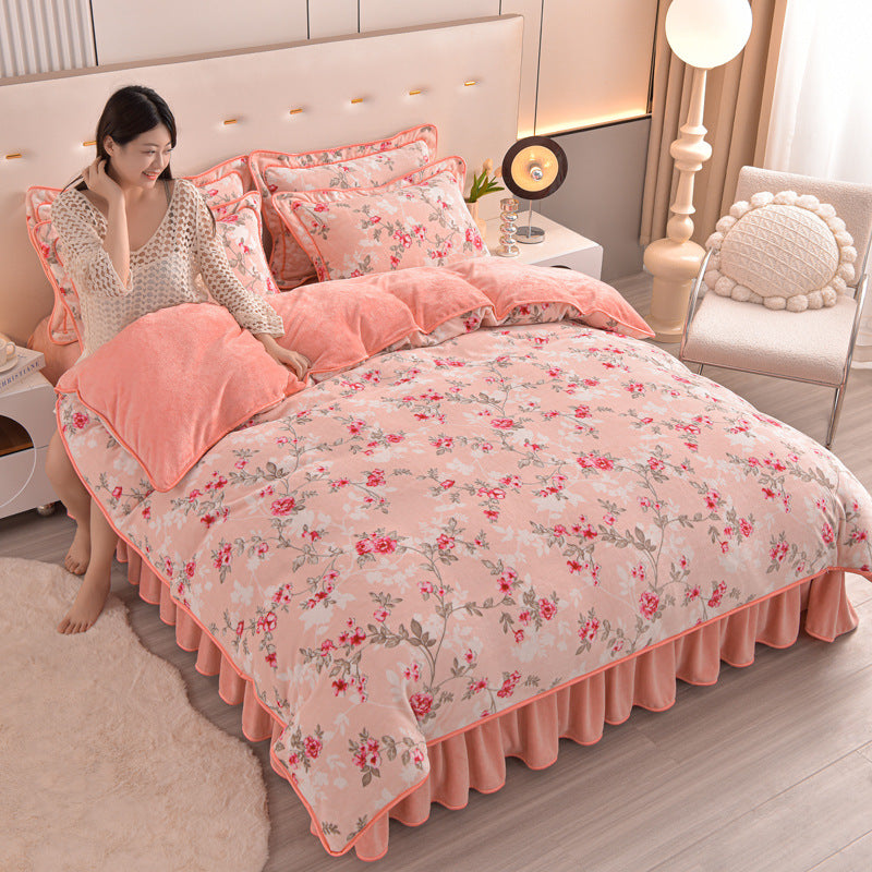 New Double-sided Milk Fiber Four-piece Set Extra Thick