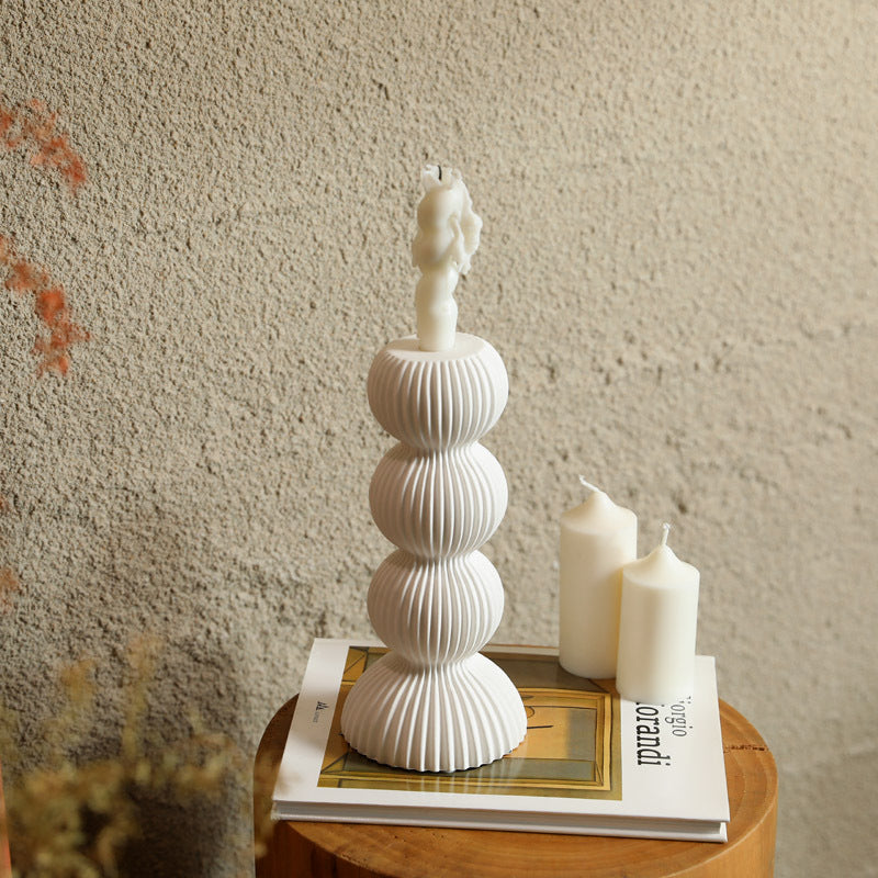 Modern Simple Black And White Ceramic Candlestick Ornaments