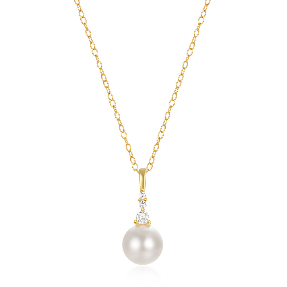 S925 Sterling Silver Pearl Diamond Twin Temperament Clavicle Chain