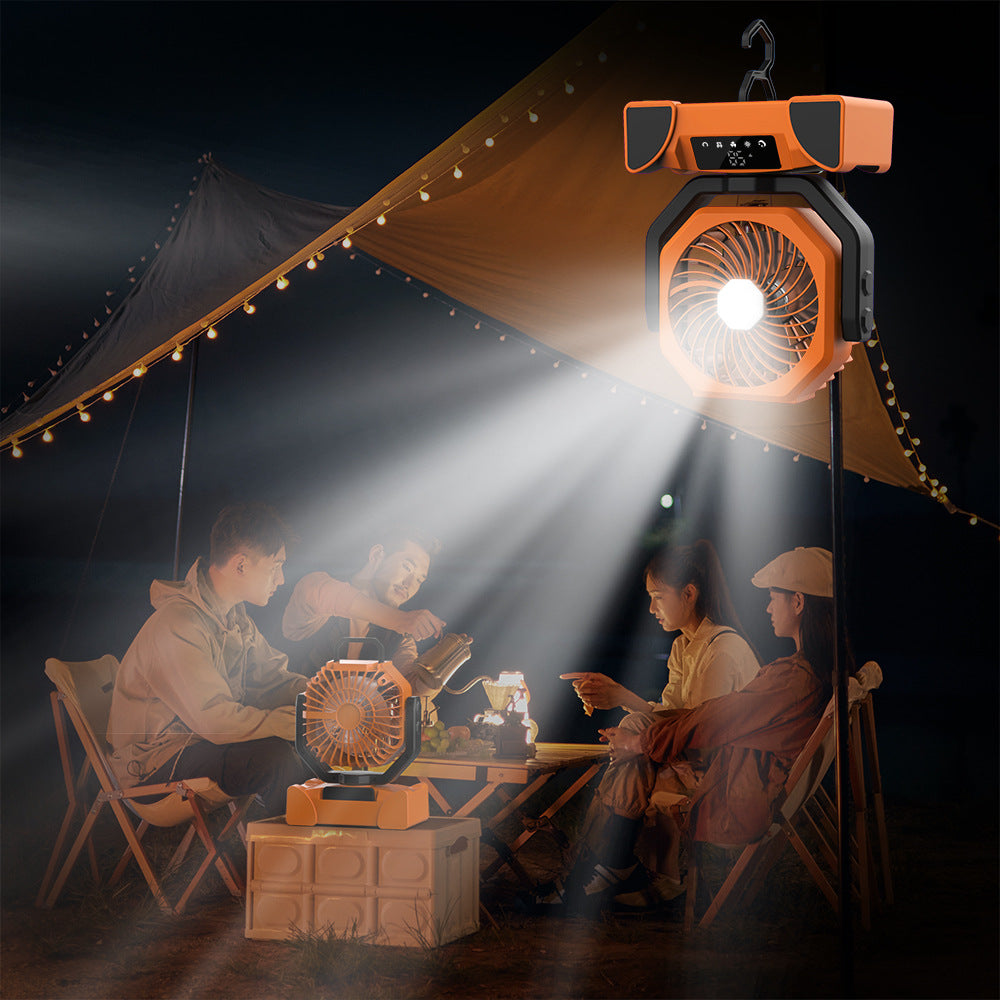 Outdoor Multifunctional Portable Rechargeable Lighting Fan