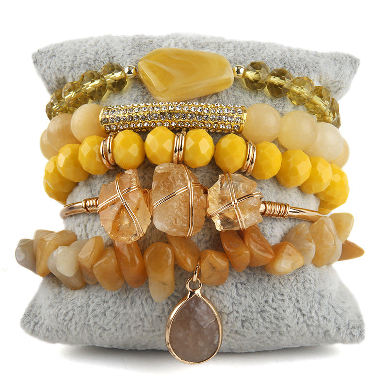 Natural Stone Glass Mixed Gravel Bracelet