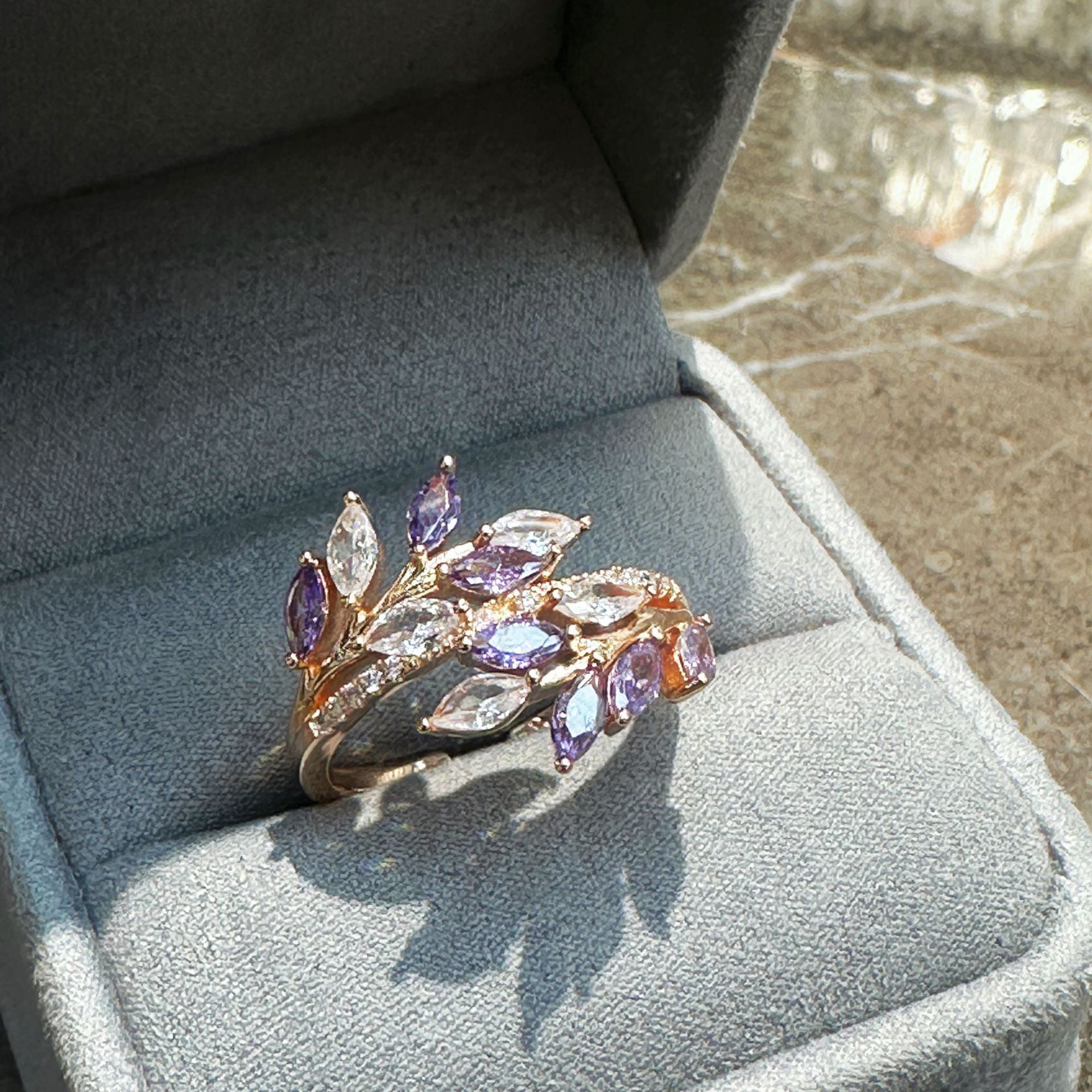 Rose Gold Ring Real Gold Zircon Ring Russian European And American Ornament Jewelry