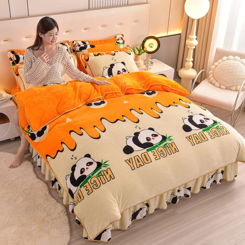 New Double-sided Milk Fiber Four-piece Set Extra Thick