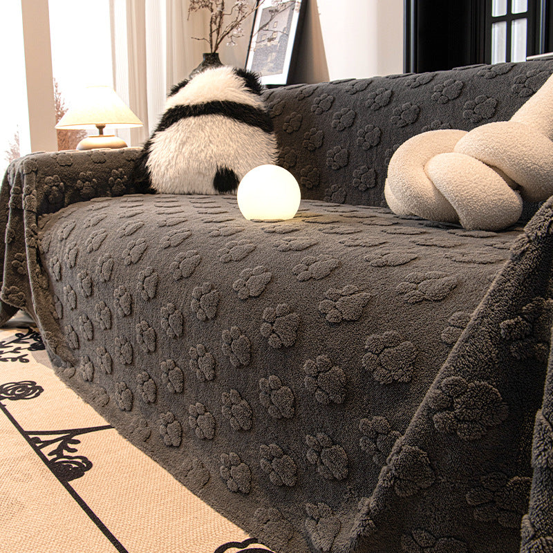 Cream Style Plush Sofa Cover All-inclusive Anti-scratching