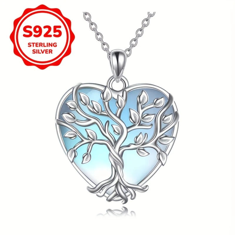 S925 Sterling Silver Moonstone Tree Of Life Earrings For Women