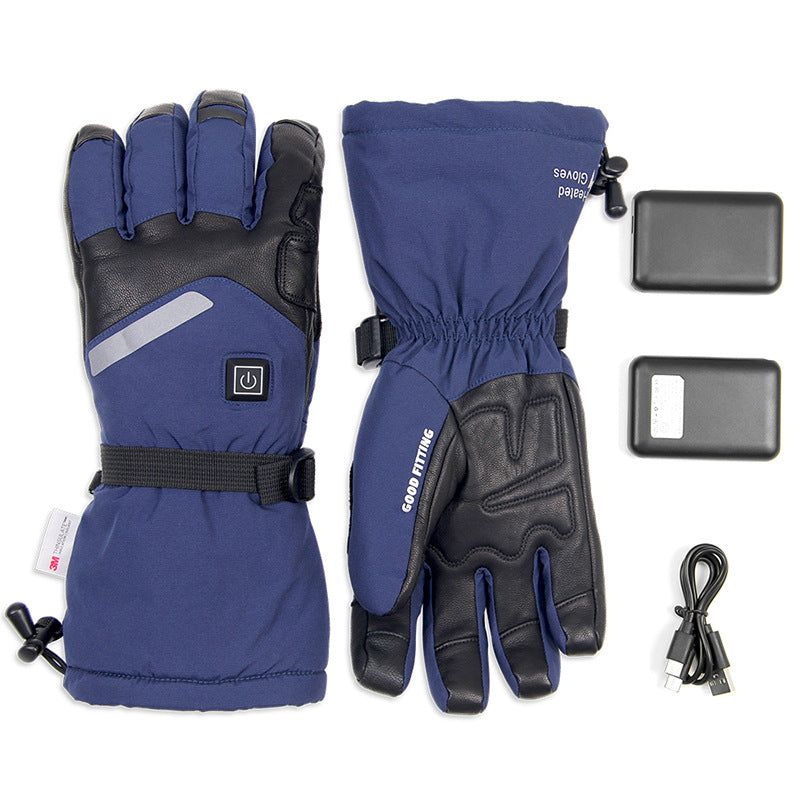 Sheepskin Electric Heating Gloves Motorcycle Thermal Smart Touch Screen Outdoor Skiing